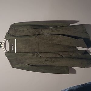Blank NYC olive green suede hooded cardigan sz xs